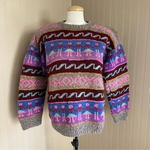 Handmade 100% Wool Thick Fall Winter Sweater Women’s Medium